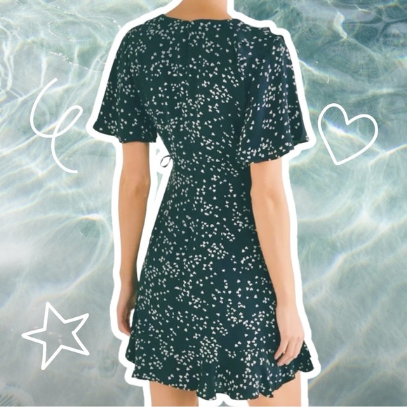 Rebecca Vallance Navy Blue ‘Flores’ Ruffled Printed Crepe Wrap Mini Dress Size 2 - Picture 3 of 15